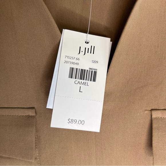 NWT J Jill 100% Silk V Neck Pullover Blouse Tan Sz L Preppy Office Career - Picture 2 of 11